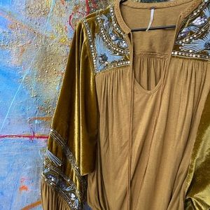 Free People Velvet Embroidered Top